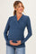 Navy Soft Heathered Draped Wrap Maternity/Nursing Top