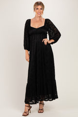 Black Lace Long Sleeve Maternity Maxi Dress