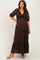 Brown Floral Lace V-Neck Maternity Maxi Dress