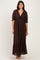 Brown Floral Lace V-Neck Maxi Dress