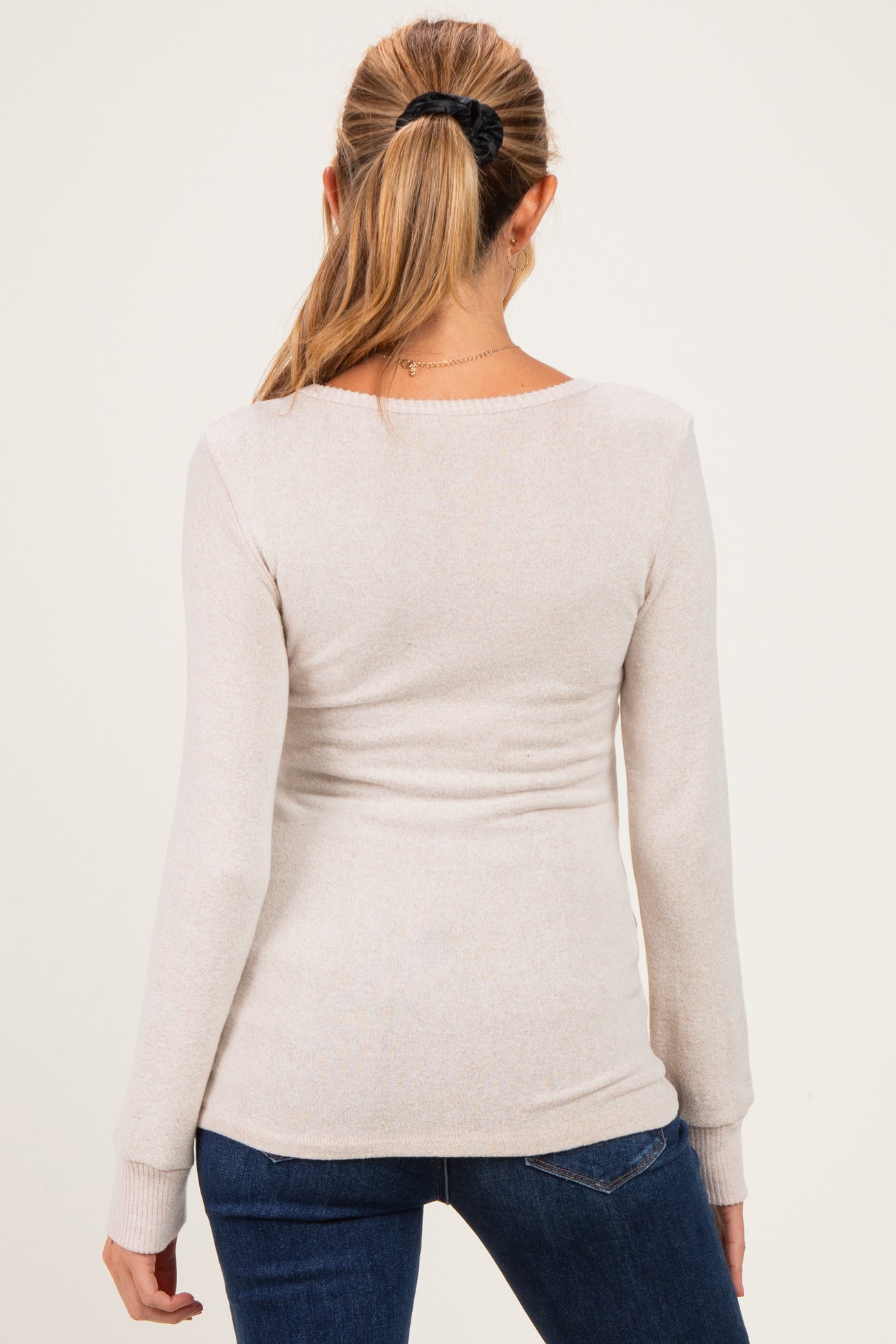 Oatmeal Maternity & Nursing Layered Knit Top