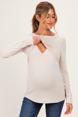 Oatmeal Maternity & Nursing Layered Knit Top