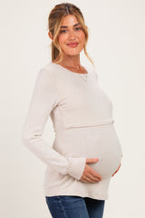 Oatmeal Maternity & Nursing Layered Knit Top