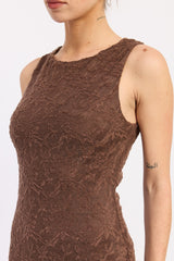 Chocolate Brown Lace Sleeveless Maxi Dress