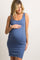 PinkBlush Blue Sleeveless Ribbed Fitted Maternity Dress