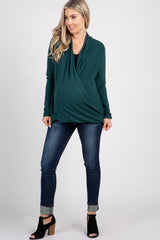 PinkBlush Forest Green Draped Wrap Maternity Nursing Top