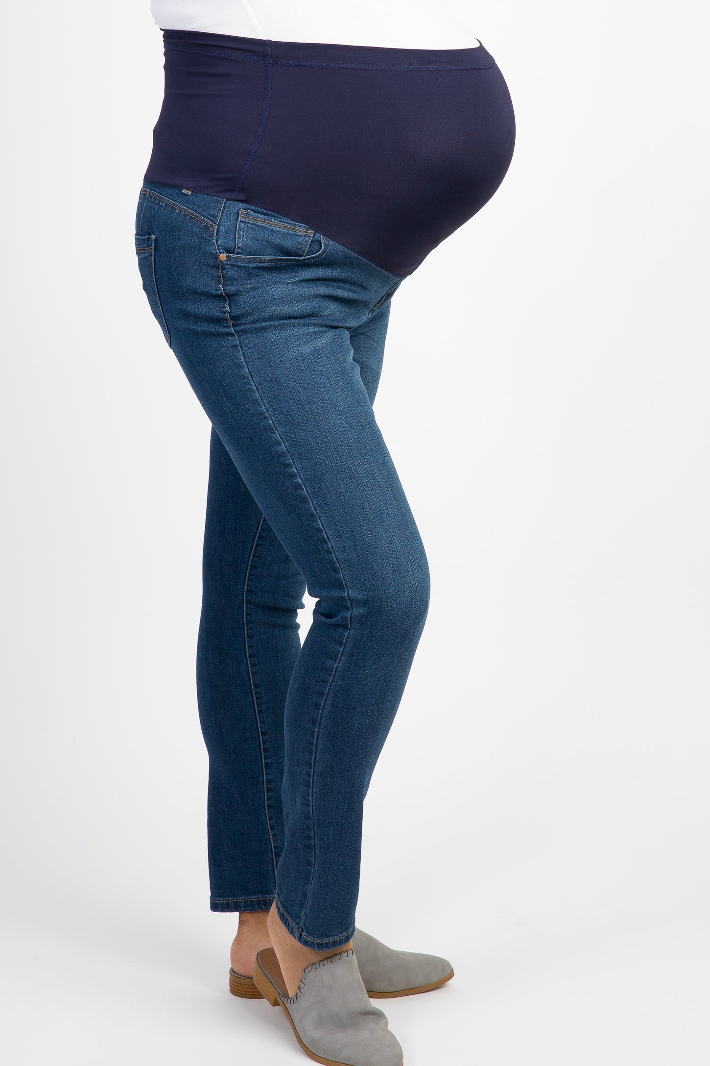 Navy Blue Faded Maternity Plus Skinny Jeans