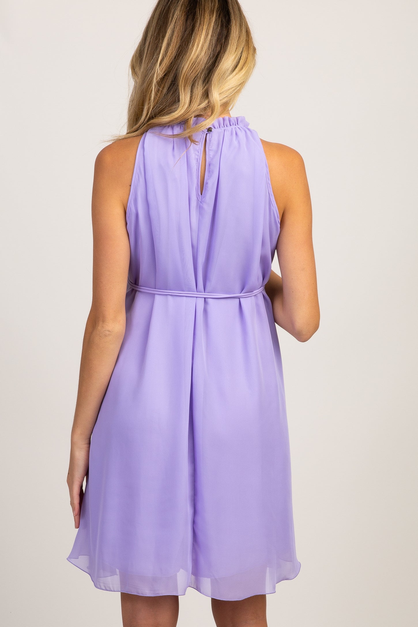 PinkBlush Lavender Chiffon High Neck Maternity Dress