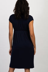 PinkBlush Navy Blue Draped Maternity/Nursing Dress