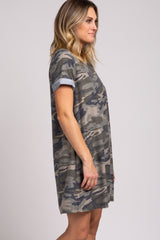 Olive Camo Cuff Sleeve Dress