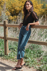 Black Mesh Sleeve Maternity Top