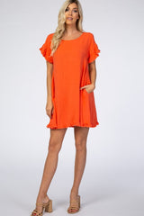 Coral Fringe Linen Dress