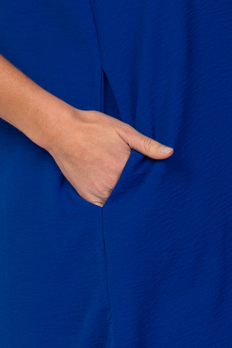 Royal Blue V-Neck Short Sleeve Maternity Dress