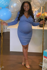 PinkBlush Periwinkle Ribbed Fitted Maternity/Nursing Dress
