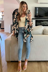 Forest Green Floral Sheer Cover Up