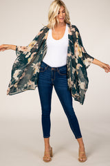 Forest Green Floral Sheer Cover Up