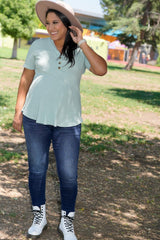 PinkBlush Sage Ribbed Button Accent Maternity Blouse