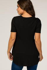 PinkBlush Black Ribbed Button Accent Maternity Blouse