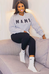 Grey Screen Print Mama Pullover Sweatshirt