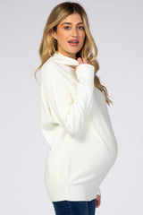 Cream Funnel Neck Dolman Sleeve Maternity Sweater