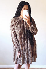 Cream Floral Chiffon Ruffle Hem Dress