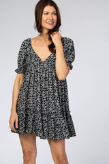 Black Floral Mini Dress