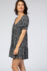 Black Floral Mini Dress