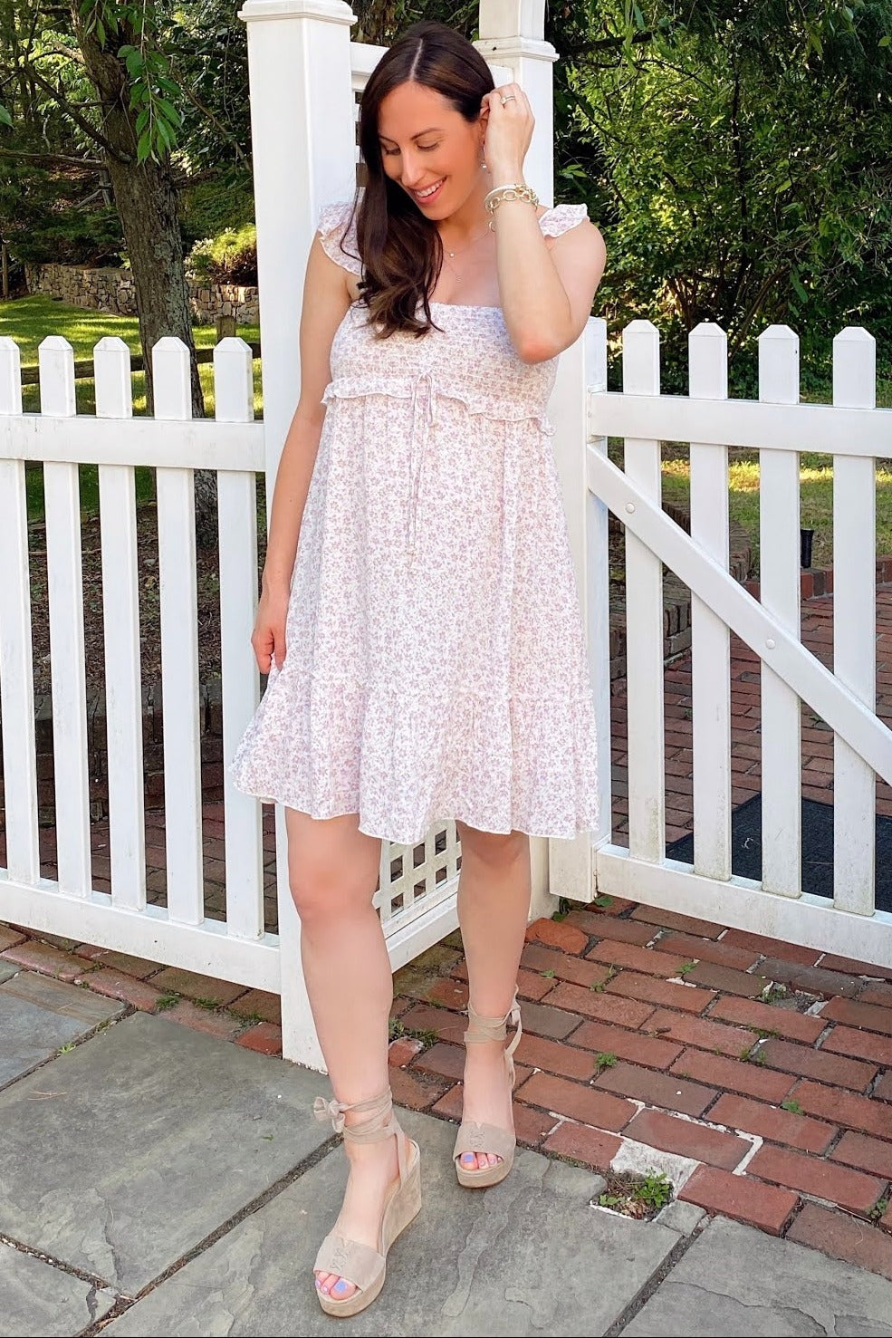 Lavender Floral Ruffle Sleeveless Mini Dress