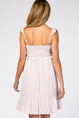 Lavender Floral Ruffle Sleeveless Maternity Mini Dress
