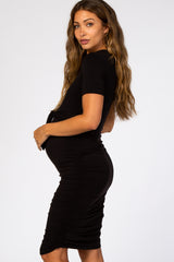 Black Tie Waist Maternity Dress