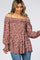 Mauve Floral Off Shoulder Long Sleeve Top