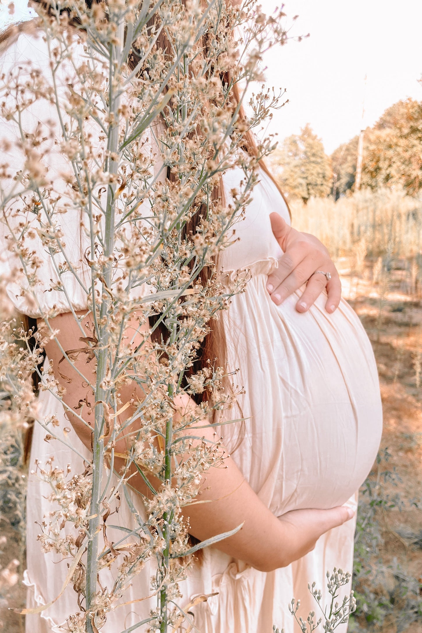 Cream Off Shoulder Ruffle Tiered Maternity Maxi Dress