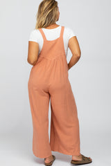 Mauve Linen Maternity Plus Overalls