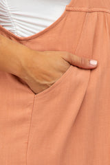 Mauve Linen Maternity Plus Overalls