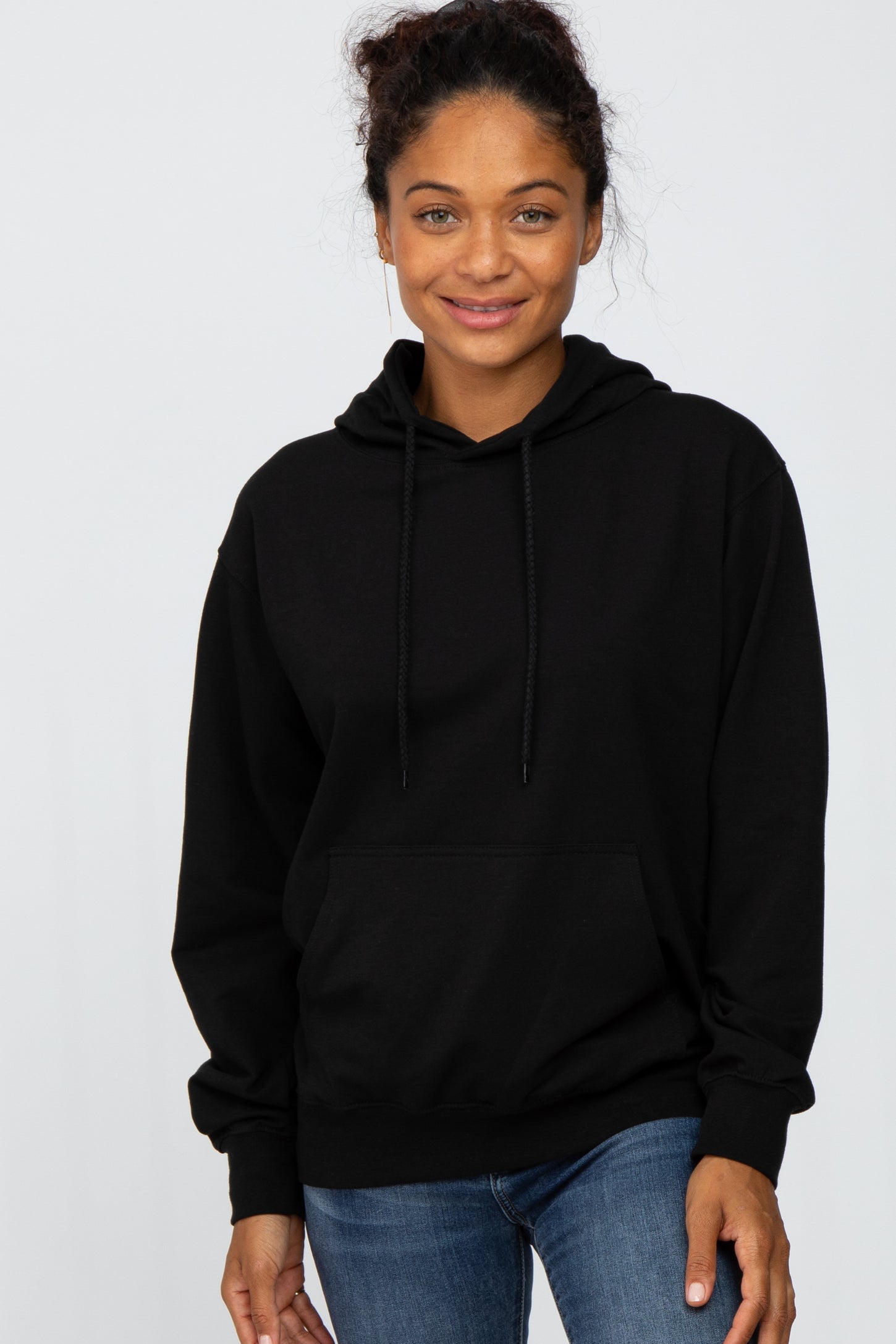 Black Basic Hooded Sweatshirt