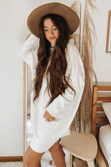 Cream Funnel Neck Dolman Sleeve Mini Dress