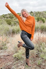 Camel Funnel Neck Dolman Sleeve Sweater