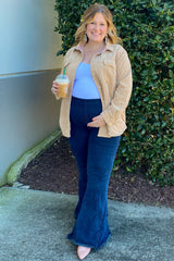 Camel Reversible Maternity Shirt Jacket