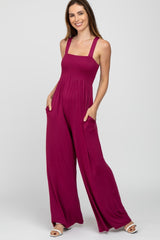 Magenta Sleeveless Wide Leg Maternity Jumpsuit