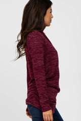 Burgundy Soft Heathered Draped Wrap Nursing Top