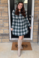 Forest Green Plaid Knit Maternity Dress
