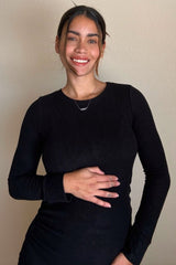 Black Soft Knit Ruched Maternity Top