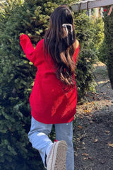 Red V-Neck Soft Sweater