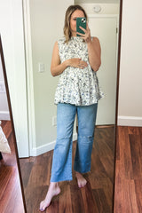 Blue Straight Leg Frayed Hem Maternity Jeans