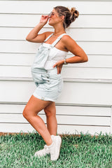 Light Blue Maternity Denim Short Overalls