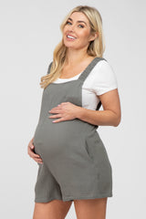 Olive Square Neck Elastic Strap Maternity Romper