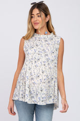 Ivory Floral Sleeveless Babydoll Maternity Top