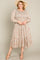 Cream Floral Smocked 3/4 Sleeve Plus Midi Dress