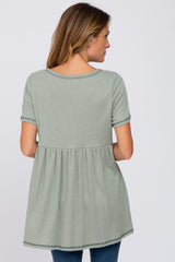 Light Olive V Neck Top