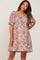 Mauve Floral Square Neck Short Puff Sleeve Maternity Dress